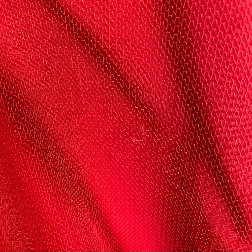 Asos ruffle off shoulder red dress